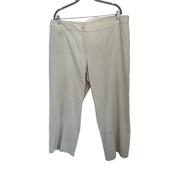 Eileen Fisher Strait Leg Pants Off-White Cotton Linen Casual Pants Size XLarge - Picture 1 of 7